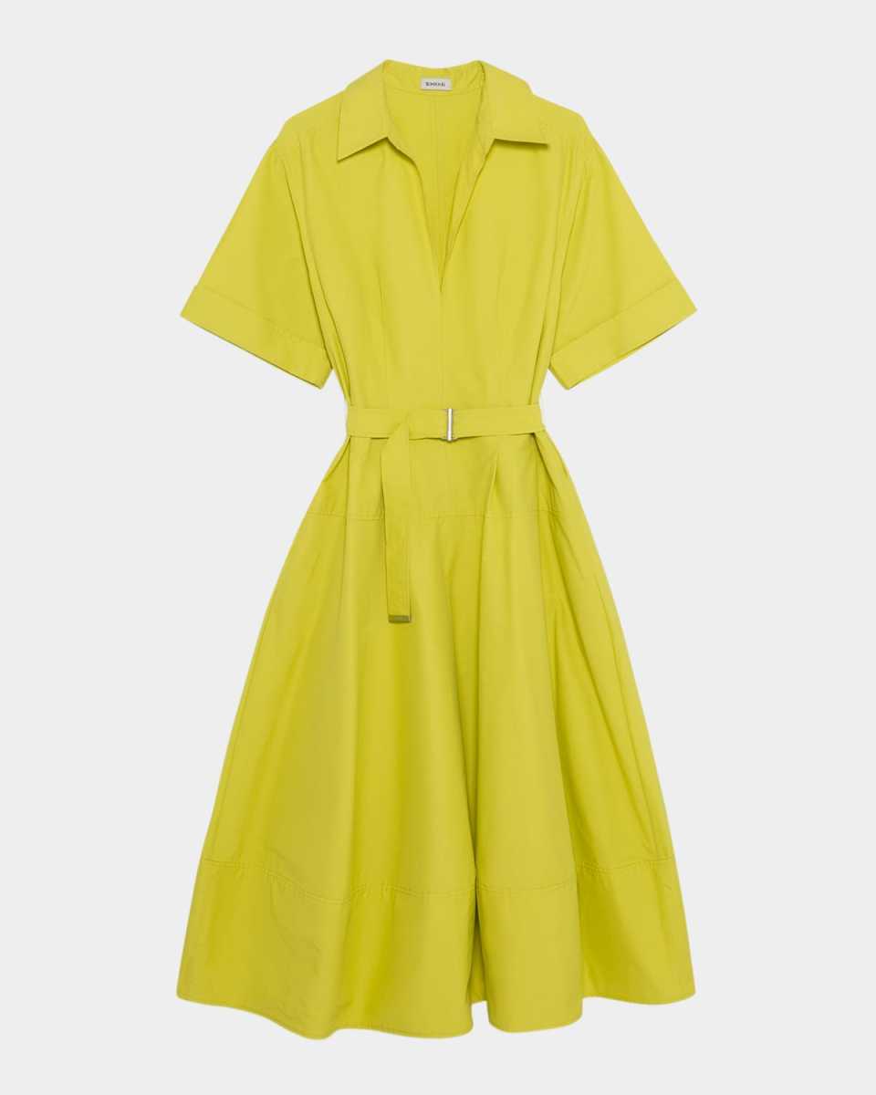 Deanna Short-Sleeve Belted Midi Dress